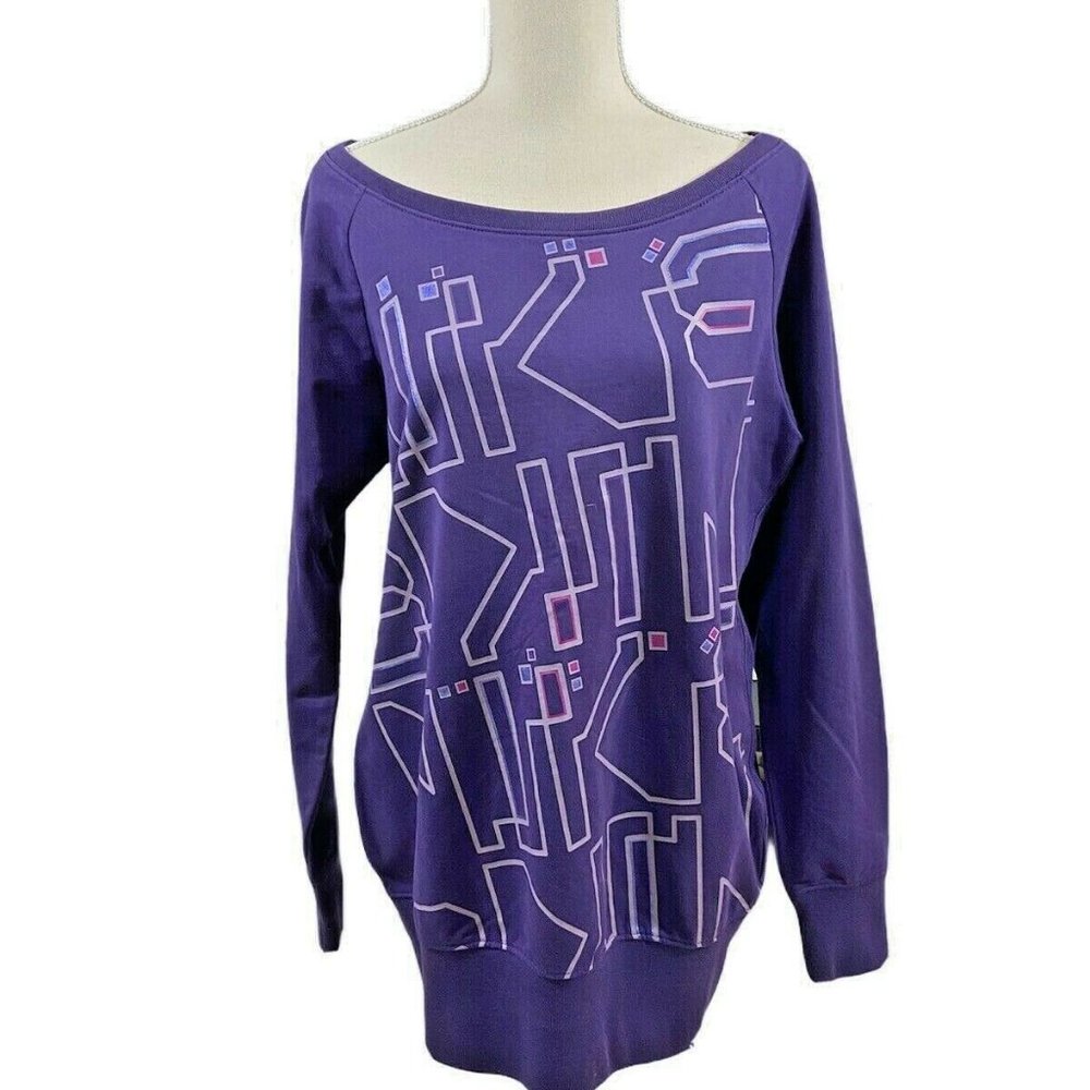Nike Purple Geometric Graphic Off-Shoulder Sweatshirt